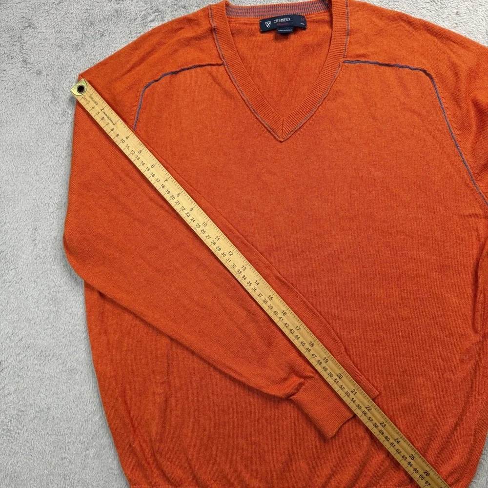 Cremieux Classics Mens Orange Cotton Cashmere V-Neck Sweater Size Medium